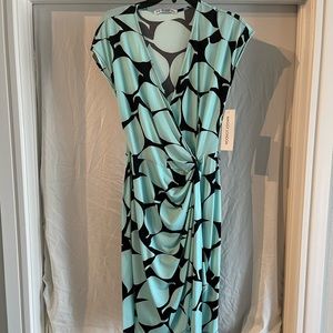 Beautiful New Wrap Waist Dress Mint and Navy